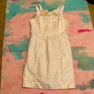 Lilly Pulitzer white and gold semi formal dress with bow, 4